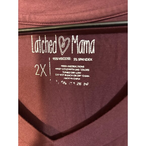 Latched Mama Nursing Top‎ 2X Viscose & Spandex V-Neck Short Sleeve Plum - Picture 3 of 4